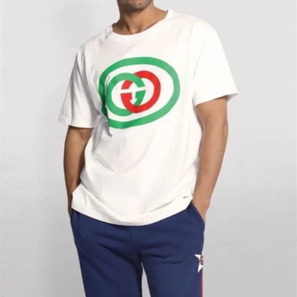 Gucci Interlocking GG Logo Oversized Cotton Graphic Tee Shirt Size Extra Small - Picture 2 of 16